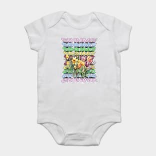 Spring Is Here Colorful Floral mirrored design Baby Bodysuit
